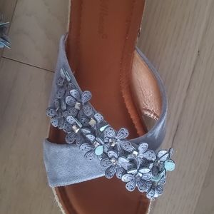 Shoes blue slipper flowers